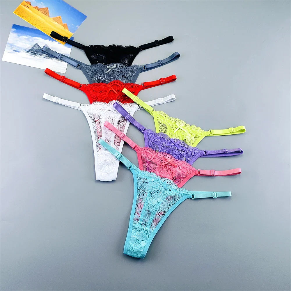 3PCS Lace Thong Set – Sheer, Strappy & Seductive