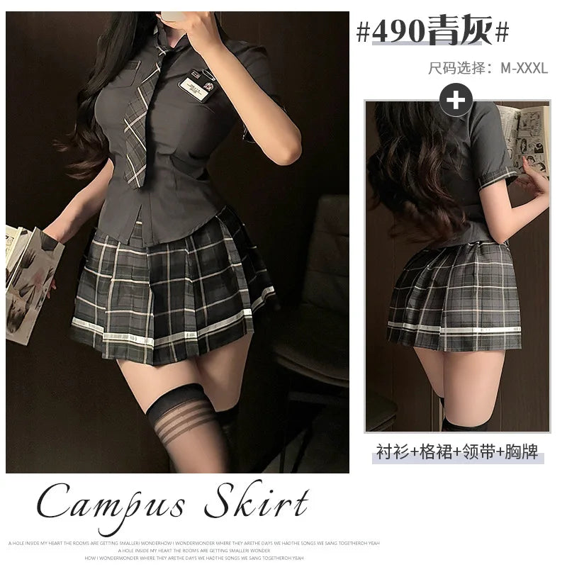 Plaid Schoolgirl Lingerie Set