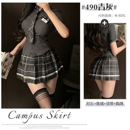 Plaid Schoolgirl Lingerie Set