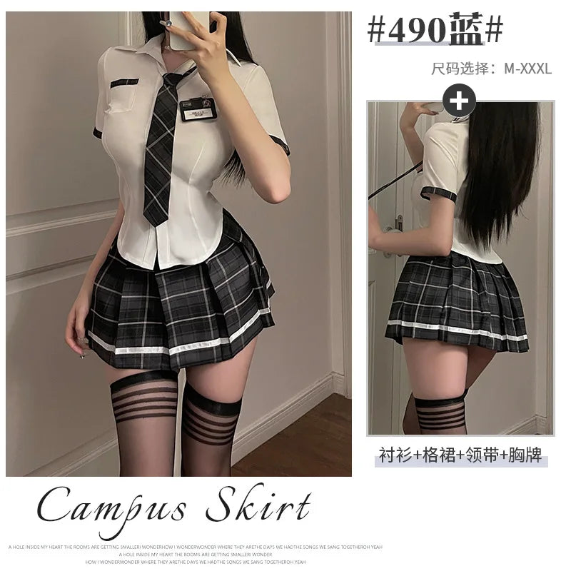 Plaid Schoolgirl Lingerie Set