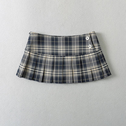 Vintage Plaid Mini Skirt – Preppy Y2K Style, Pleated & Flirty