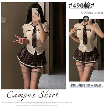 Plaid Schoolgirl Lingerie Set