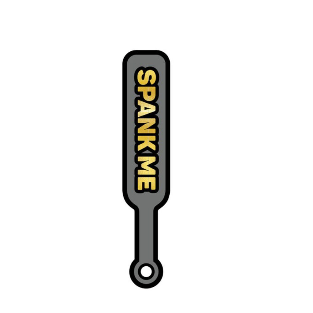 Enamel Pin: Spank Me Paddle - Grey/Gold