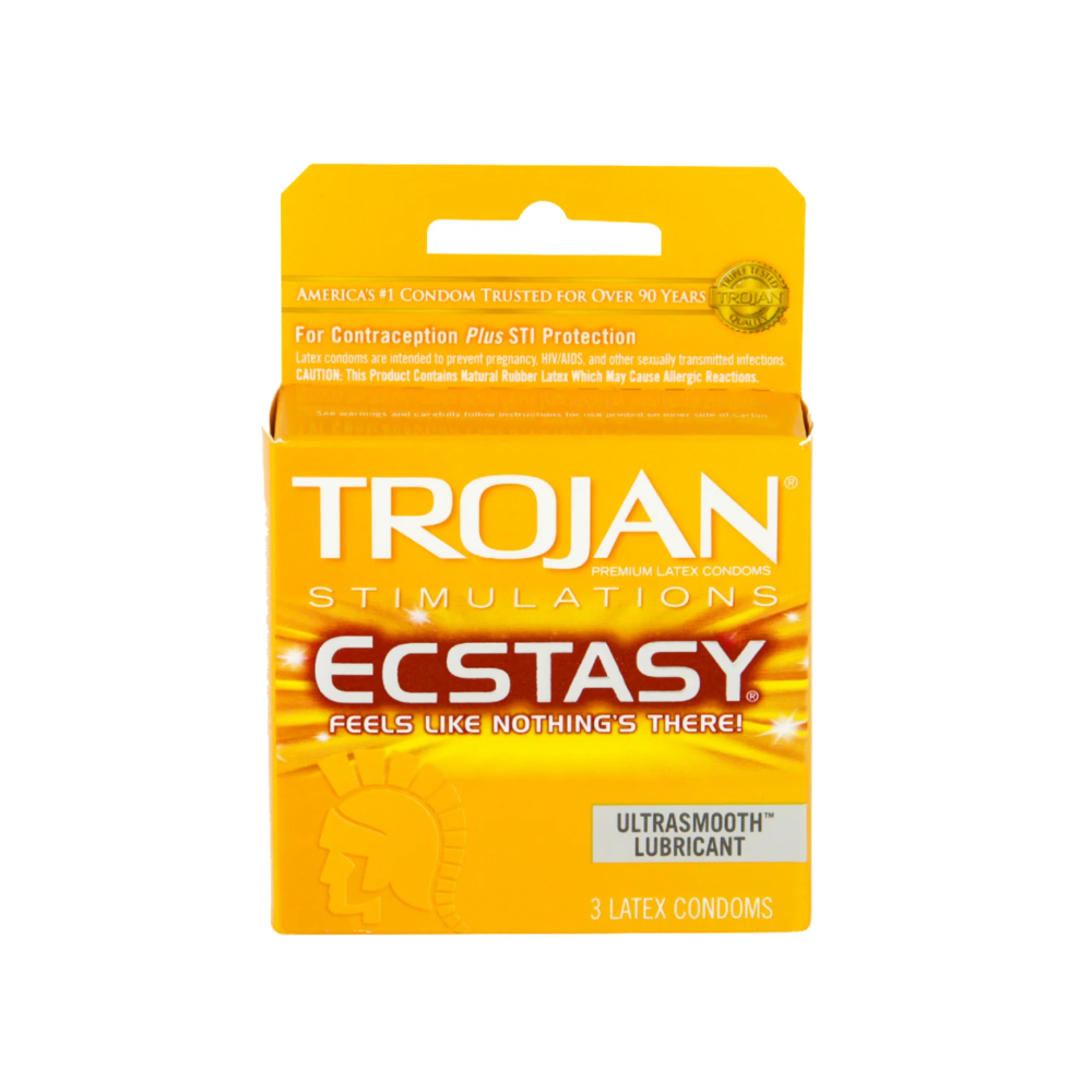 Trojan Ultra Ribbed Ecstacy Condoms 3 pk