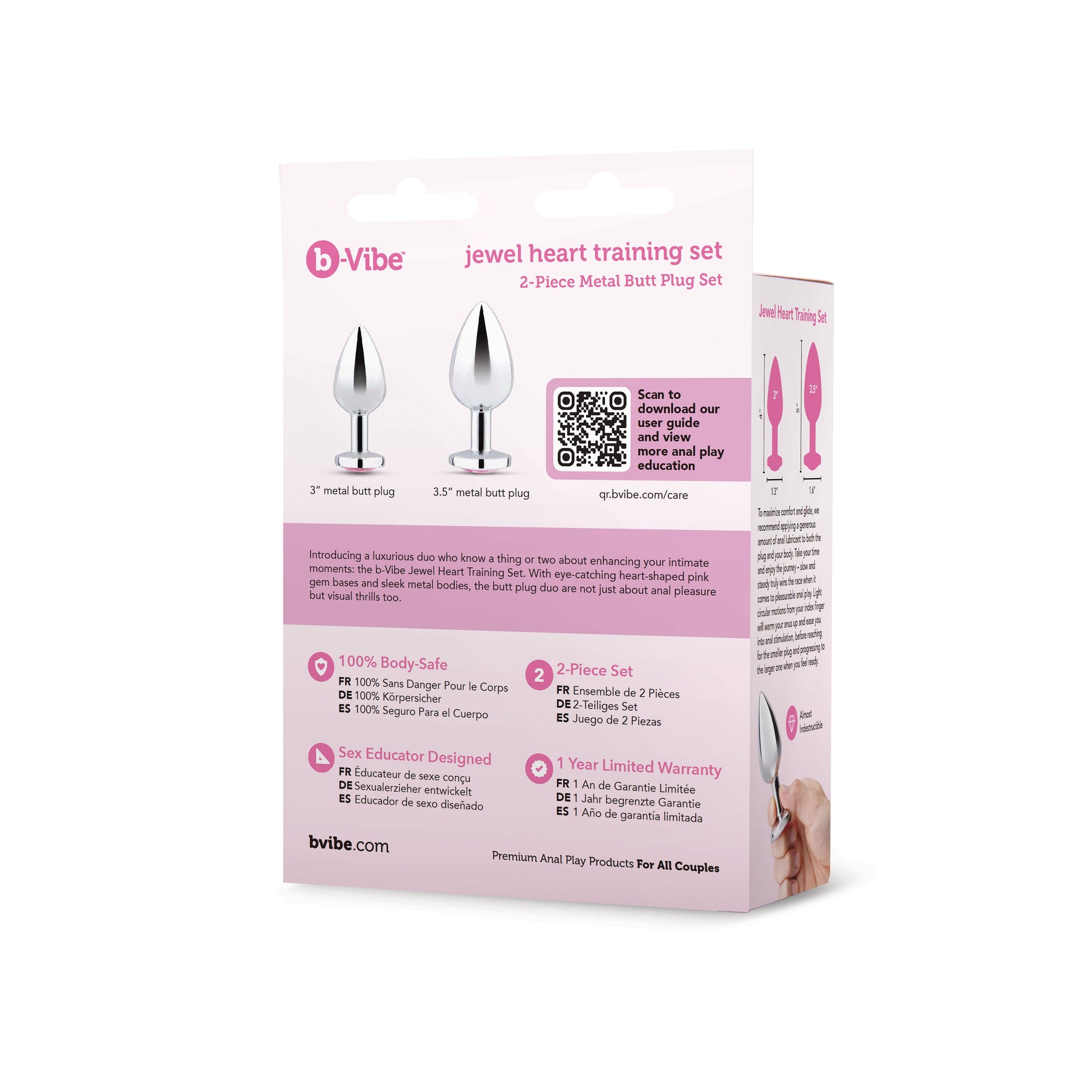 Jewel Heart Metal Butt Plug Training Set