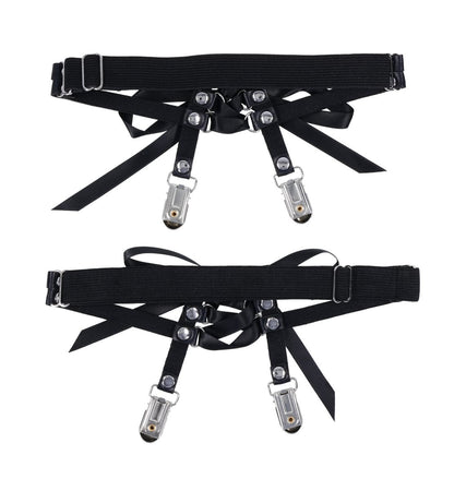 Laced Up Garters - Black