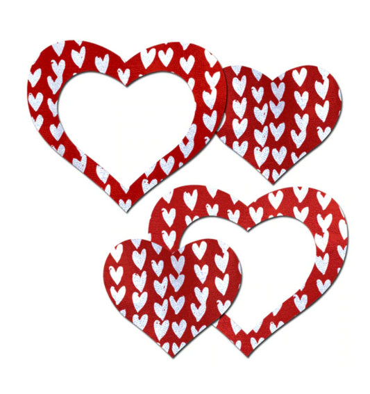 Peek-a-Boob: Red/White Hearts w Cut-Out Pastease Pasties