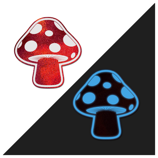 Glow-in-the-Dark Shroom Pasties - Red/Wh Pastease Pasties
